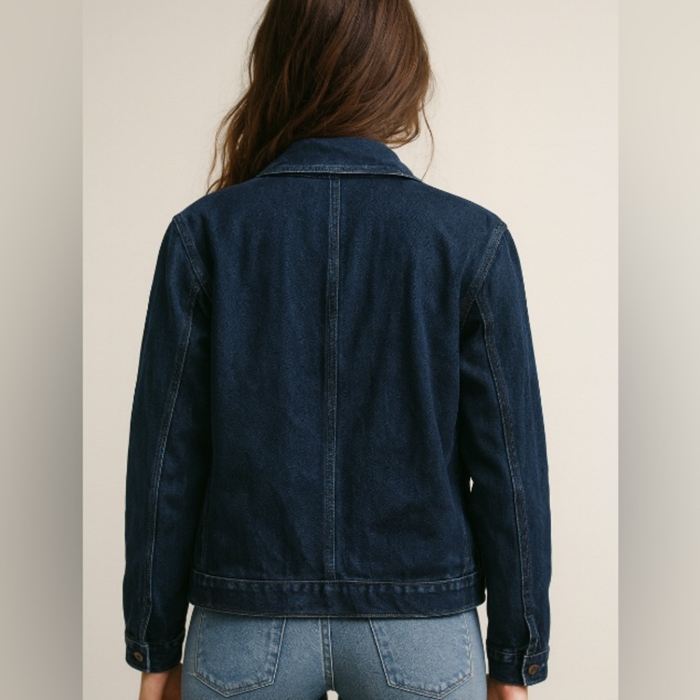 Piombo denim jacket navy blue double breasted women’s large cotton - Picture 10 of 10